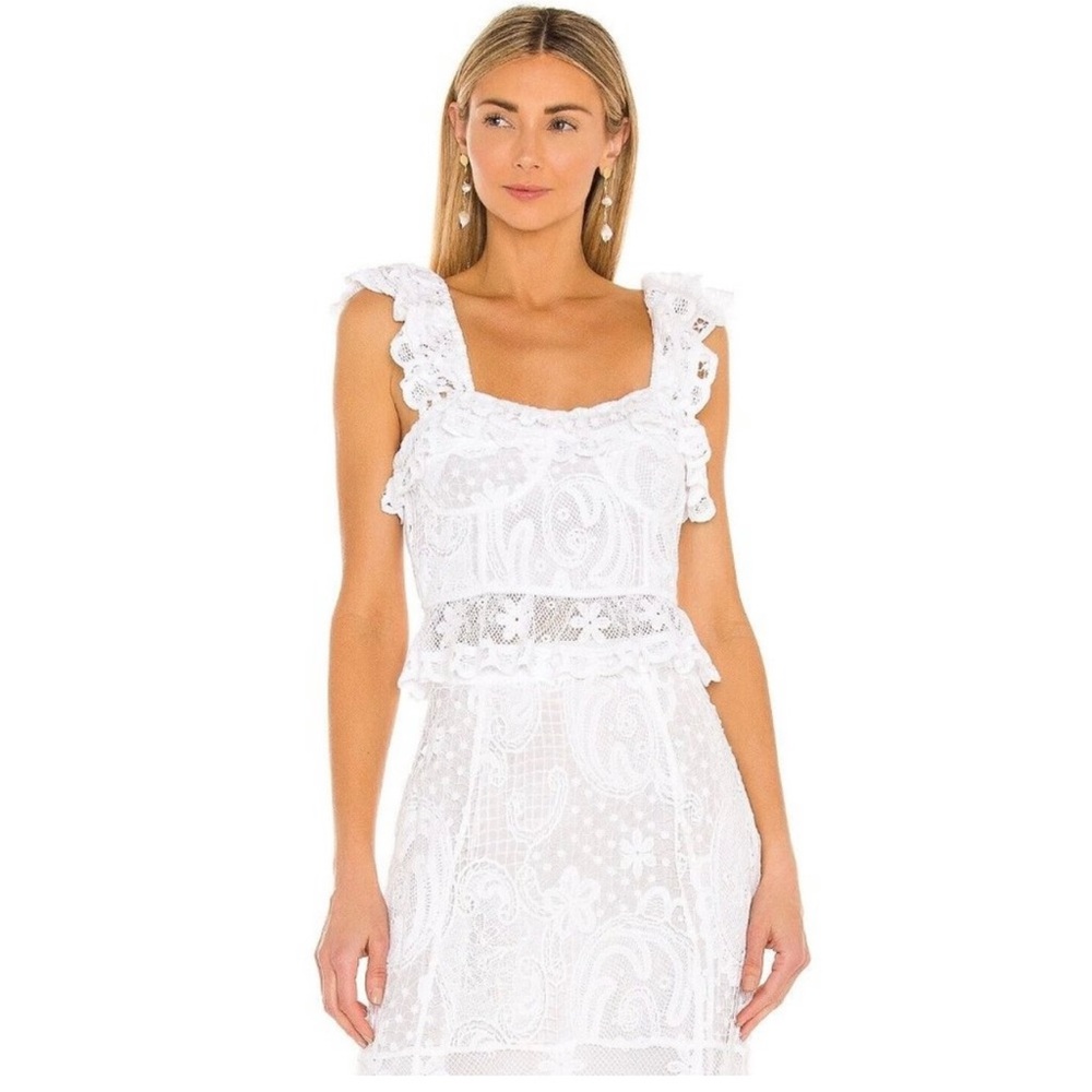 LoveShackFancy Shanton Top True White size 6 NWT